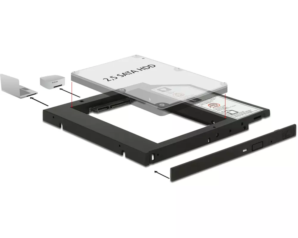 Delock DVD-Schacht Adapter für 2.5"-HDD/SSD