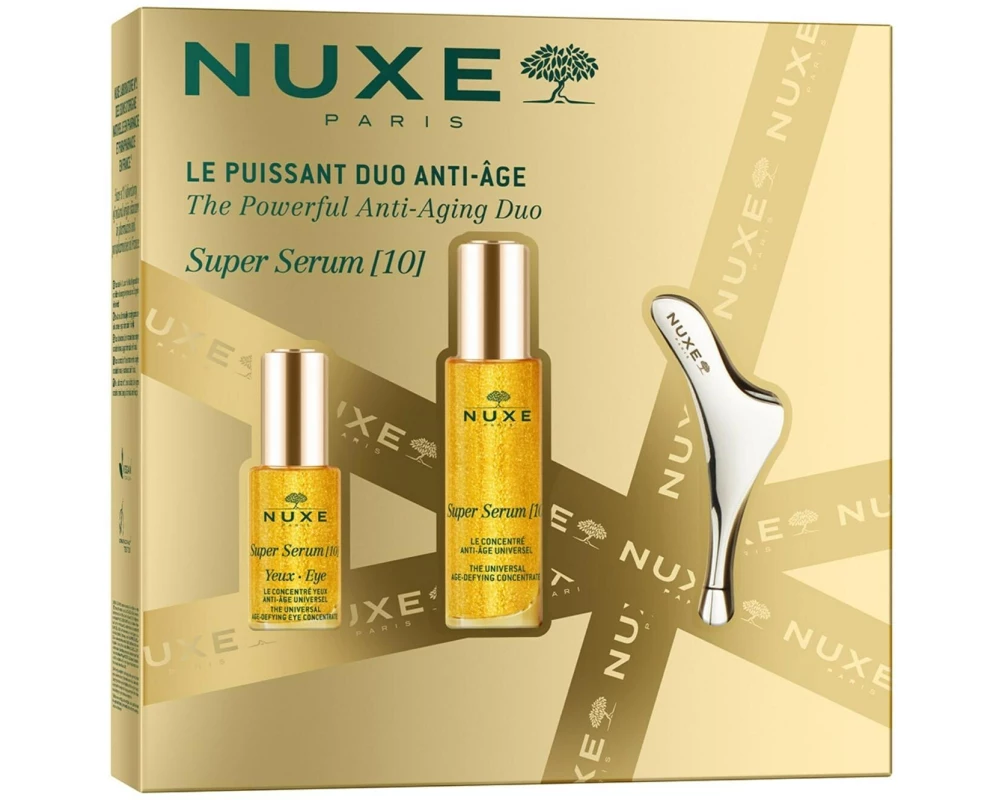 NUXE Super Serum Set Anti-Aging Set Serum Augenkontur und Gua Sha