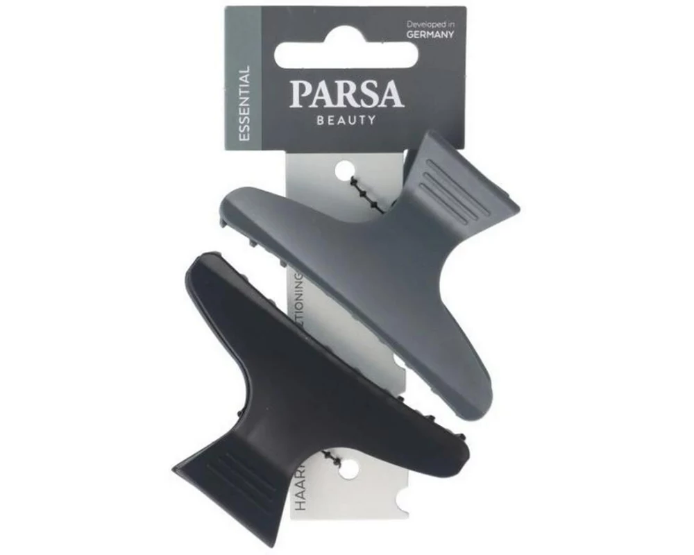 Parsa Beauty Haarabteilklammern, Schwarz/Grau Schwarz/Grau 2 Stück