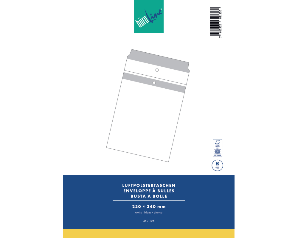 BÜROLINE Luftpolstertasche Gr.6 450106 weiss, 10 Stück 240x350mm