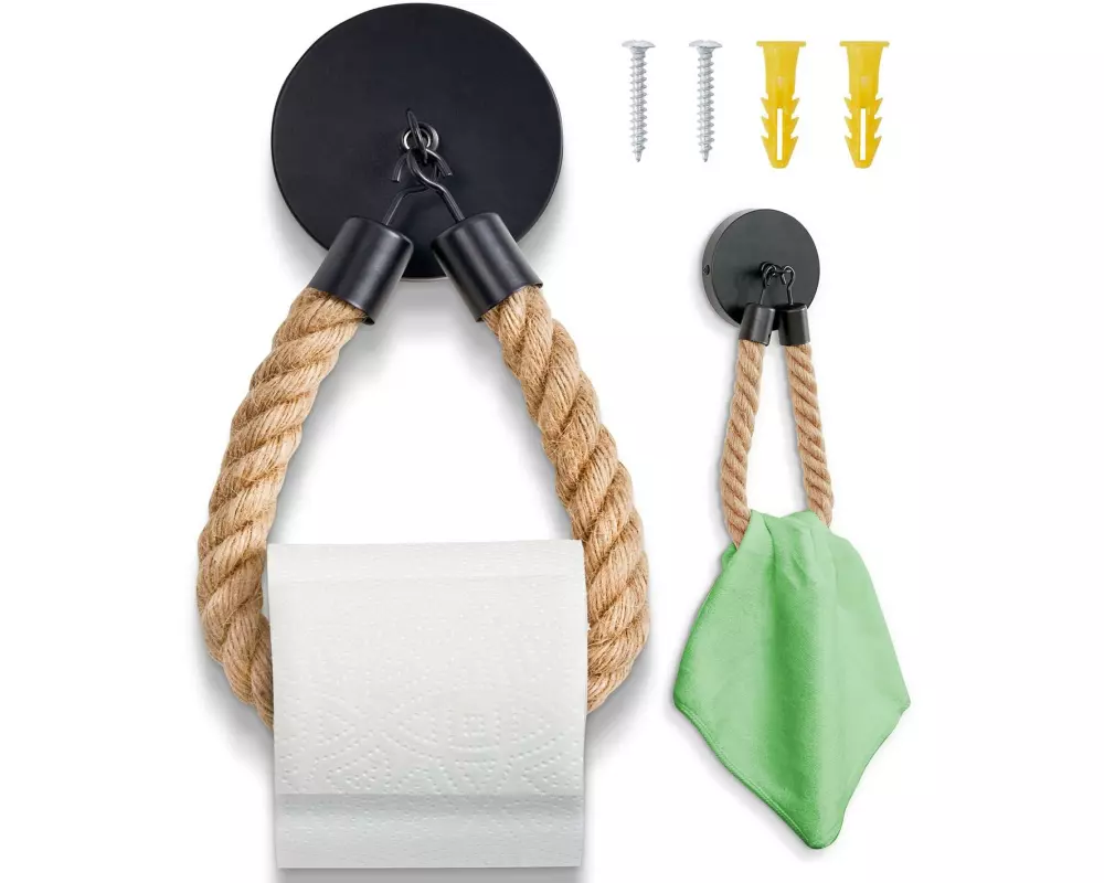 Hennez Toilettenpapierhalter Nature/Schwarz