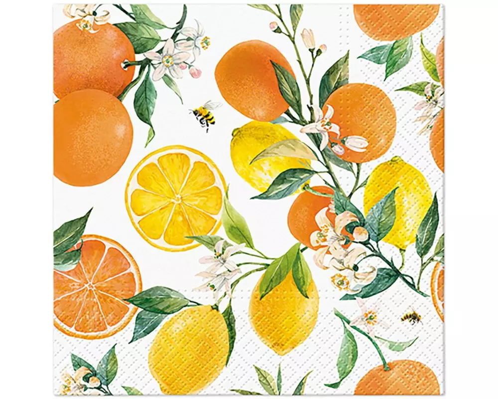 G. Wurm Papierservietten Zitrusfrüchte 33 cm x 33 cm, 20 Stück