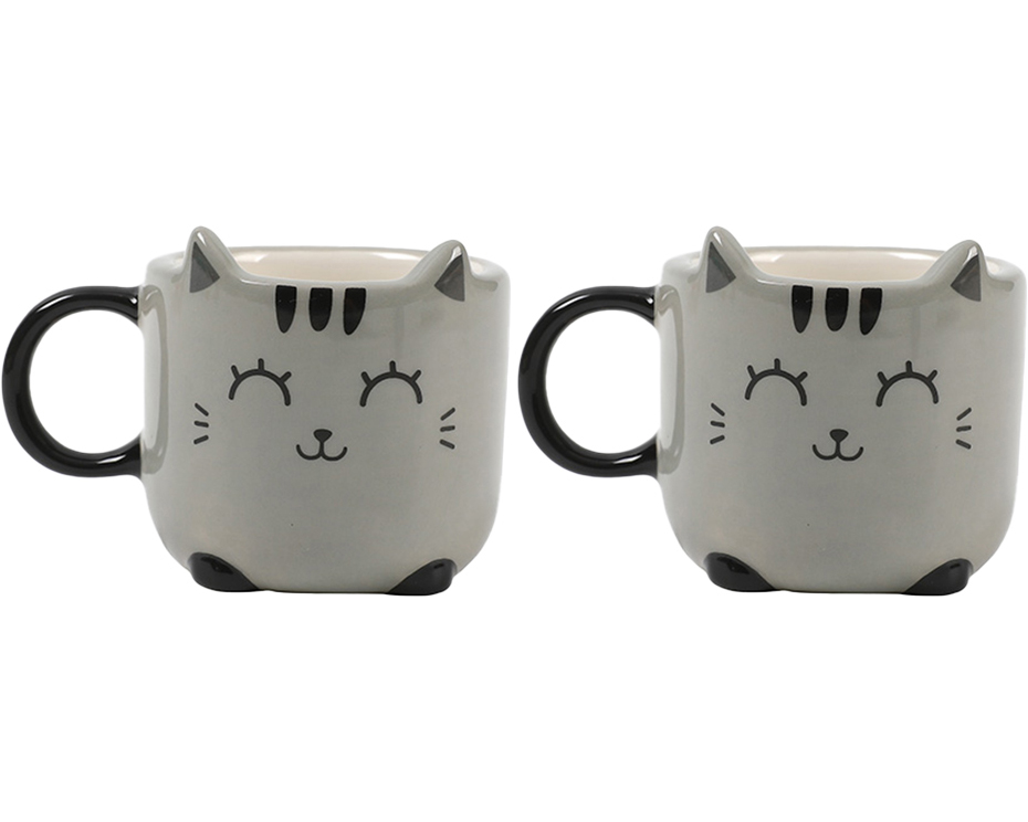 I-TOTAL Espressotassen 2er Set XL2520C Grey Cat