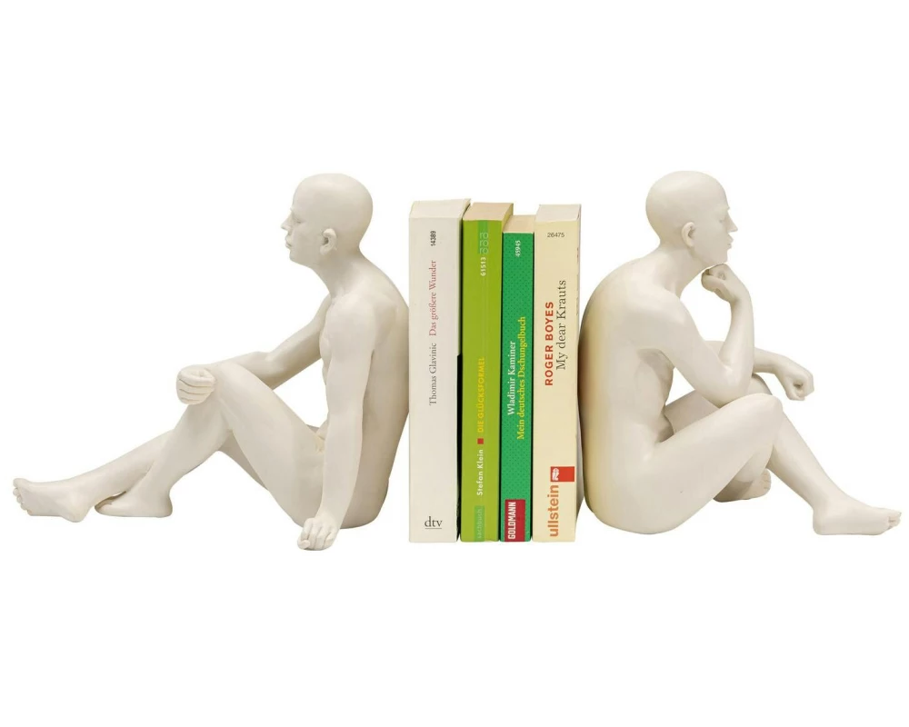 Kare Buchstütze Meditating Man 2er Set, Beige