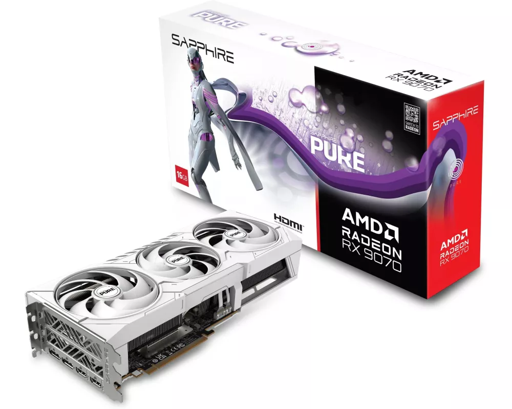 SAPPHIRE Grafikkarte PURE AMD Radeon RX 9070 OC 16 GB