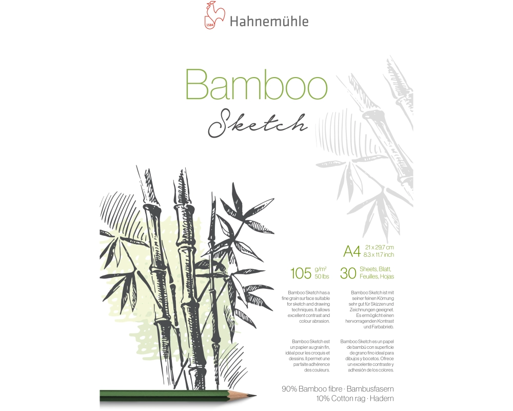 HAHNEMÜHLE Skizzenblock Bamboo A4 10628561 weiss, 105g 30 Blatt