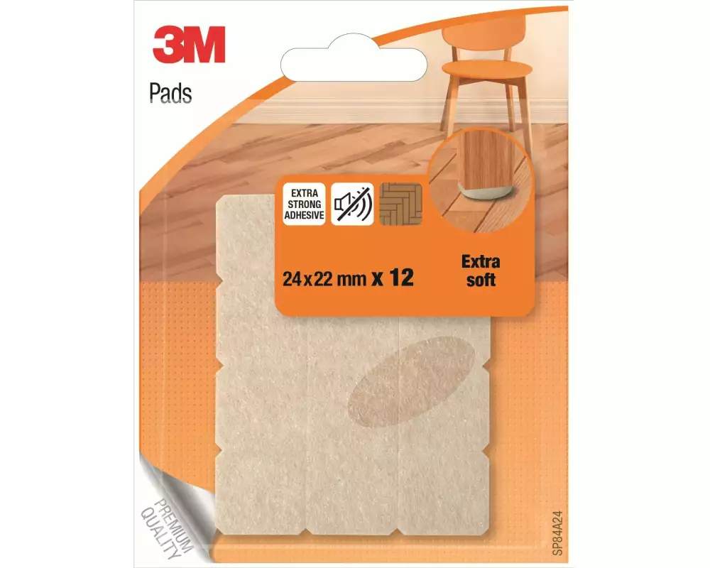 3M Stuhlbeingleiter Pads Extra-Soft 24 x 22 mm, Beige