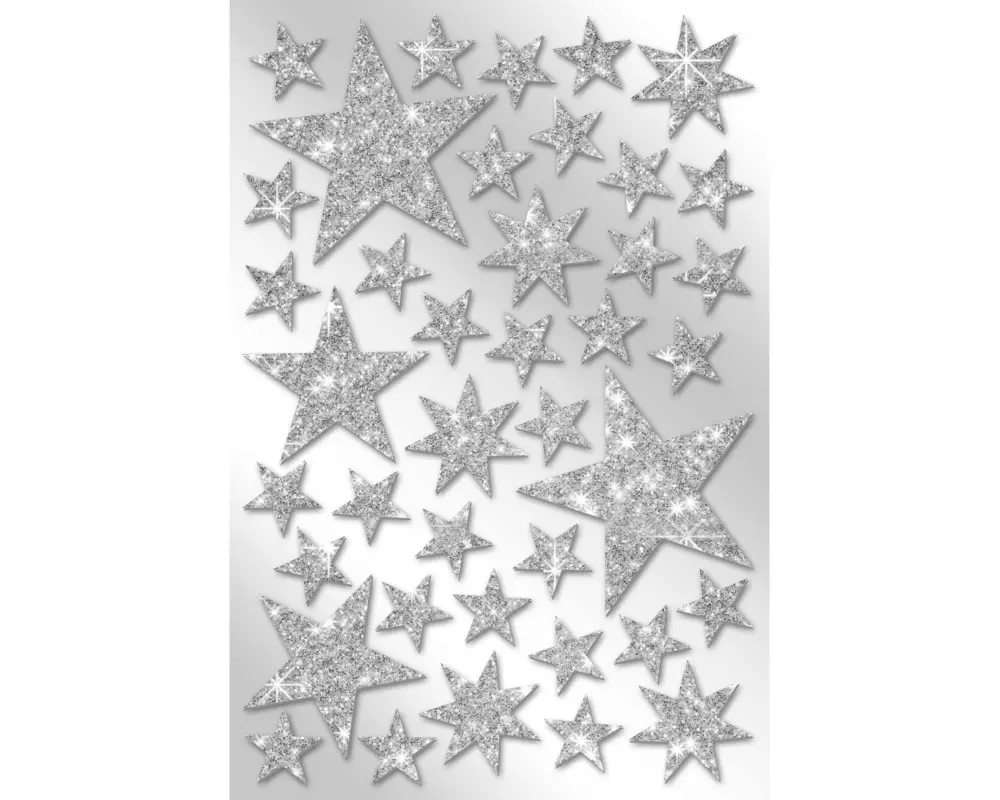 Braun + Company Weihnachtssticker Glitzersterne, Silber