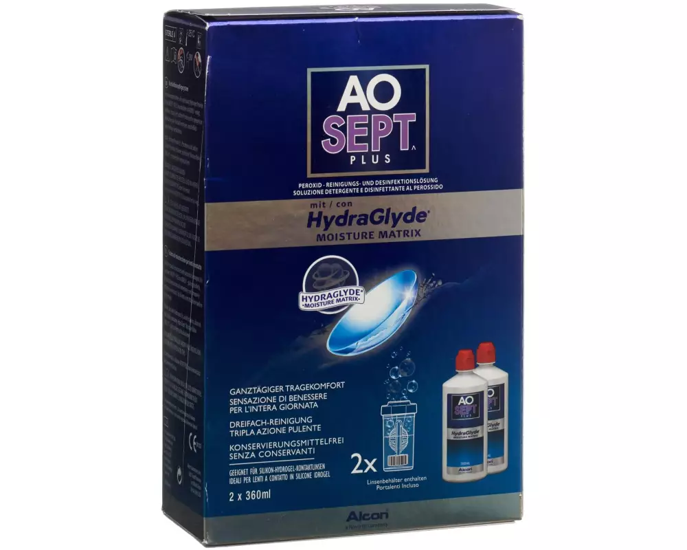 Aosept Kontaktlinsenpflege Plus mit HydraGlyde 2 x 360 ml
