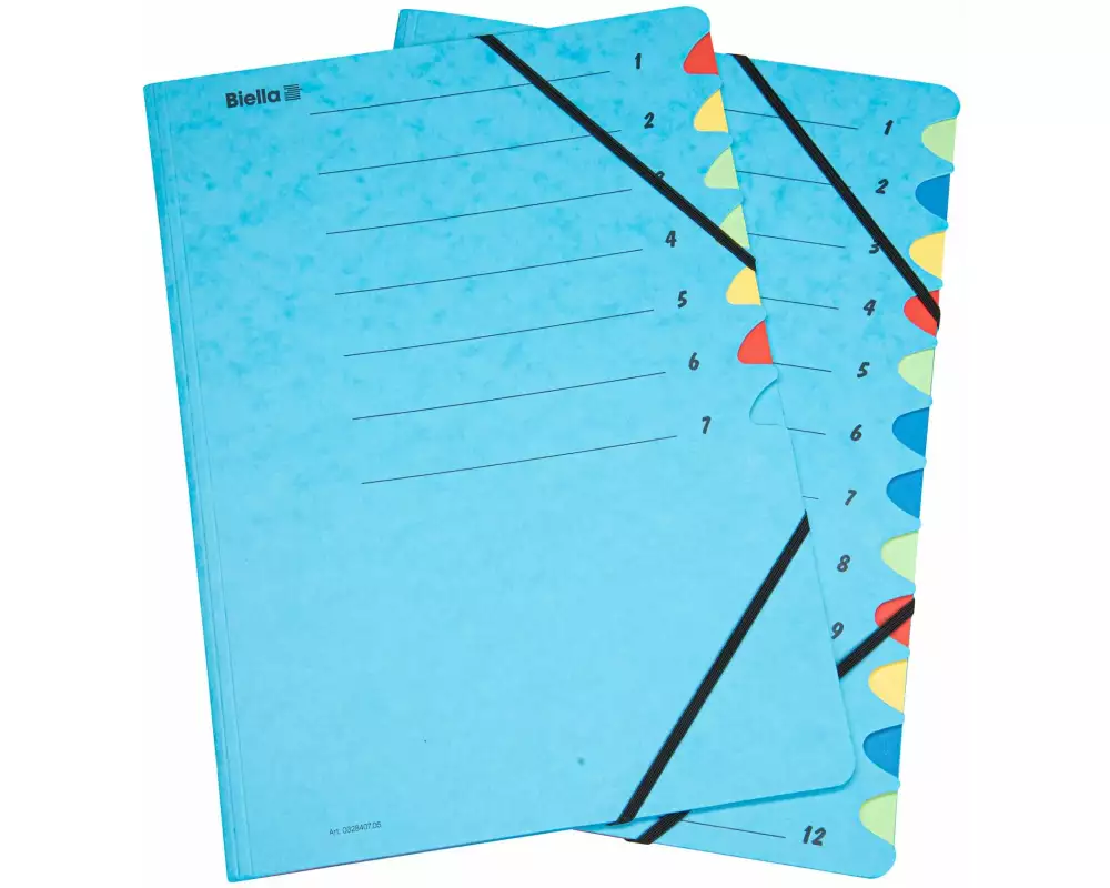 Biella Ordnungsmappe A4 mit 12 Fächer, Blau