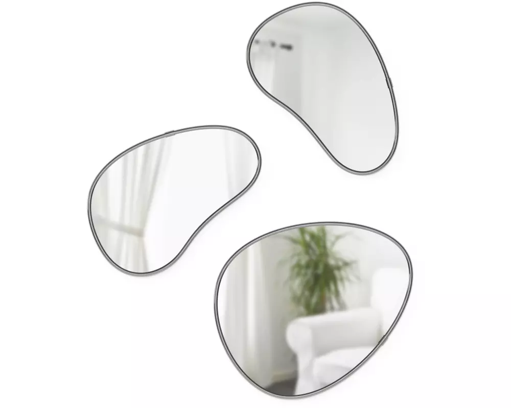 Umbra Spiegel Hubba Pebble 3er Set, Schwarz