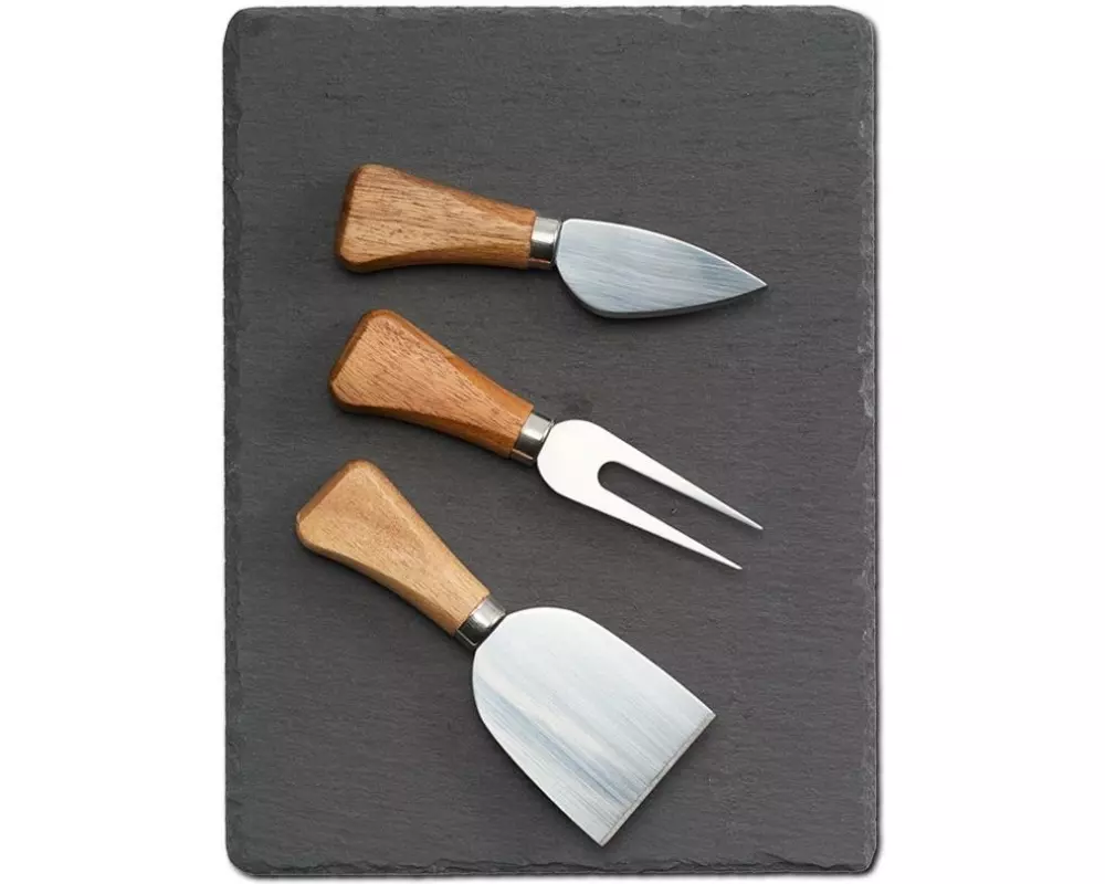 Zeller Present Servierplatte 4-teilig Schiefer mit Besteck