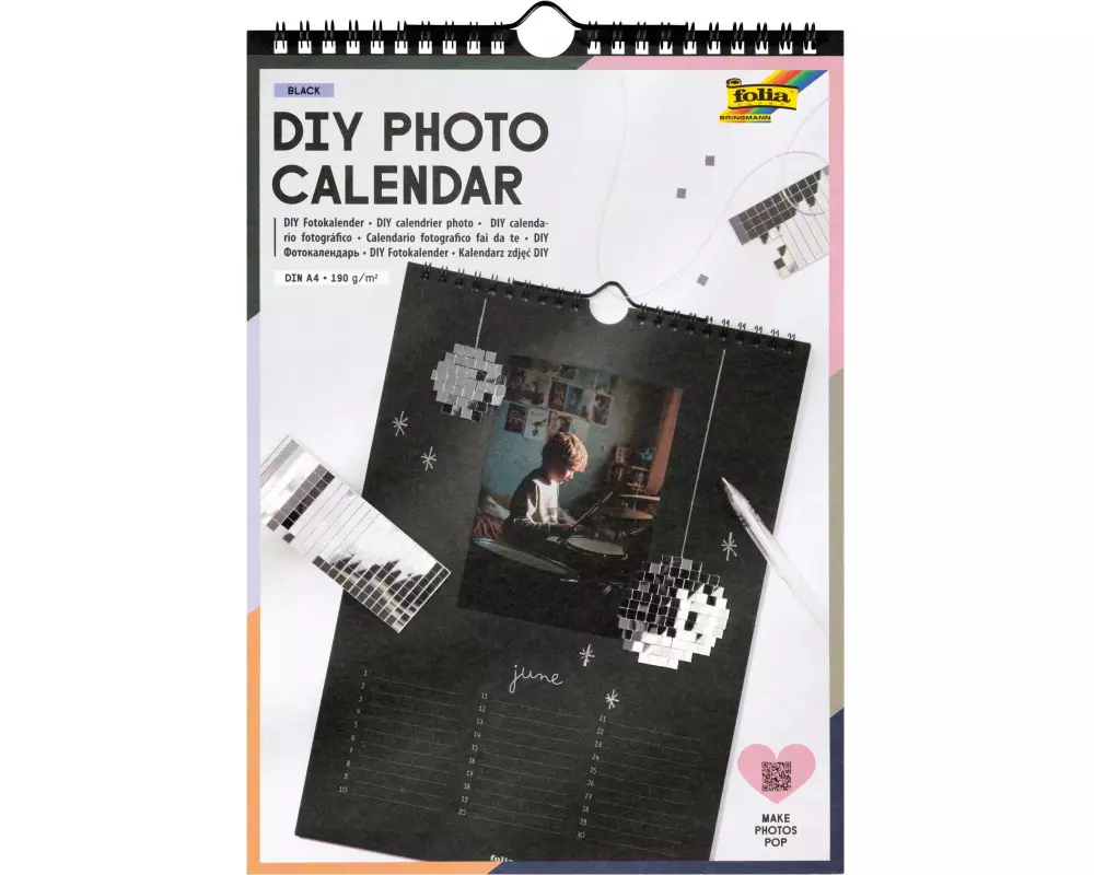Folia Bastel-Dauerkalender A4 Schwarz 190 g/m²