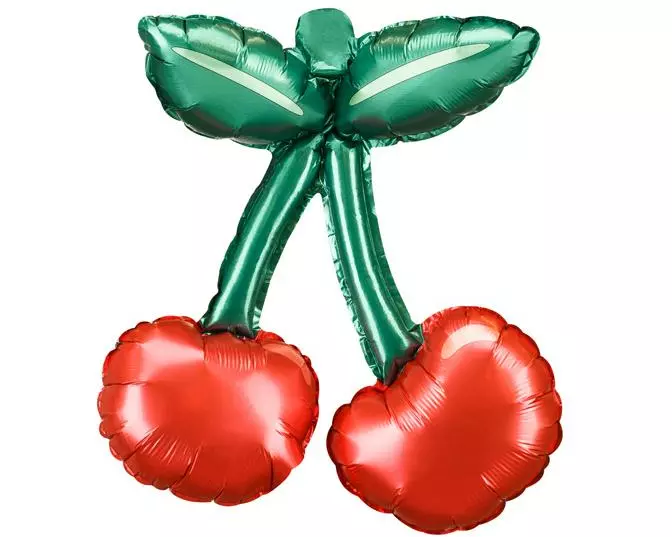 Partydeco Folienballon Kirschen, Grün / Rot, 28 x 31 cm, 3 Stück