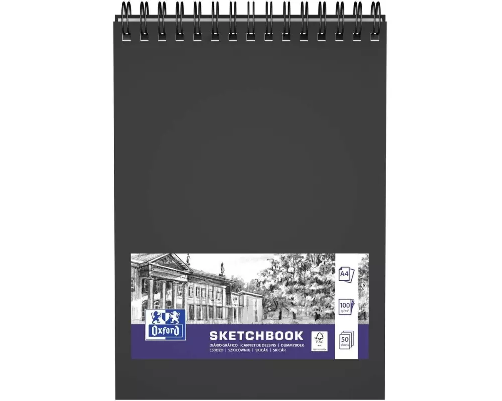 Oxford Malbuch Skizzenbuch A4, Schwarz