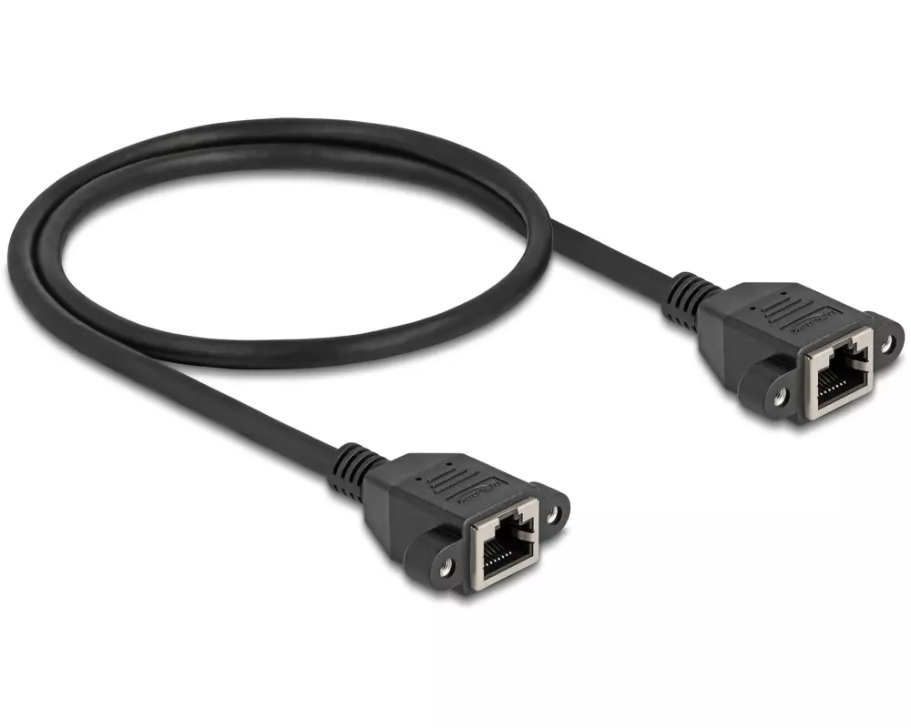 Delock Patchkabel Verlängerungskabel Cat 6A, S/FTP, 0.5 m, Schwarz