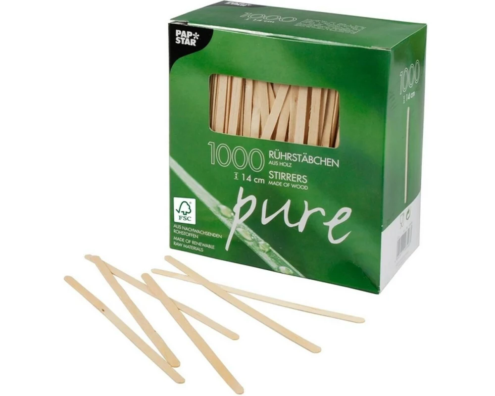 Papstar Einweg-Rührstäbchen PURE 14 cm 1000 Stück Braun