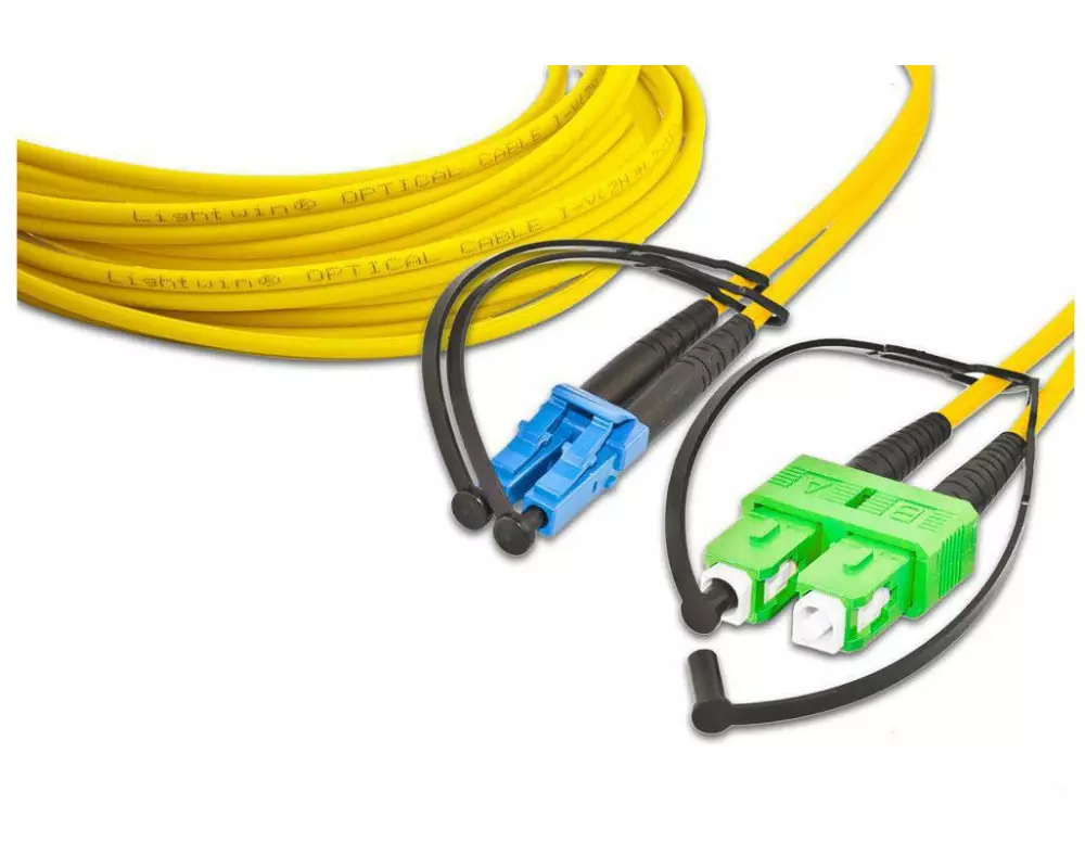 Lightwin LWL-Patchkabel Singlemode LC – SC/APC, OS2, Duplex, 2 m