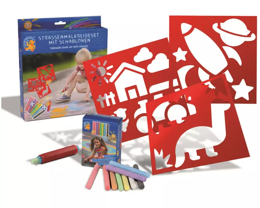 Pustefix Abenteuerschablone mit 18 Strassenkreiden