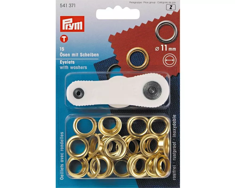 Prym Ösen + Scheiben 11 mm, Gold, 15 Stück