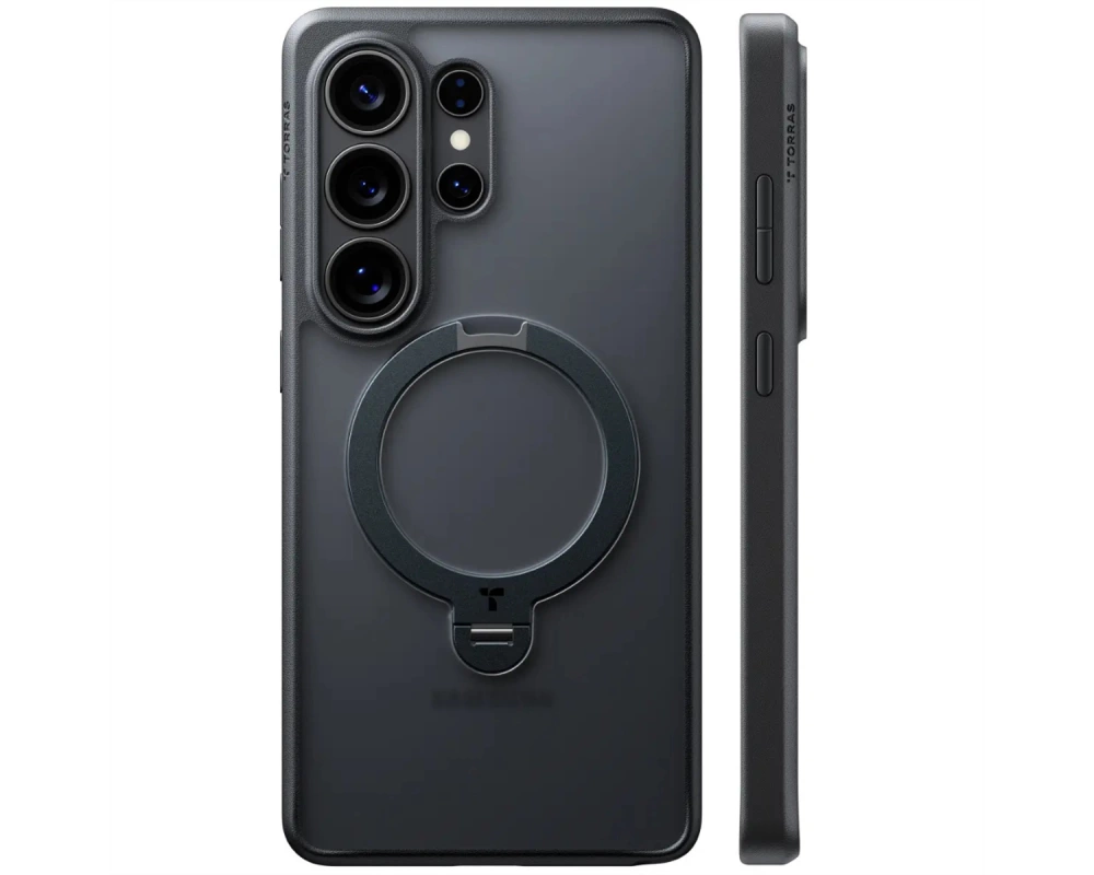Torras Ostand 360° Spin Schutzhülle, Galaxy S26 Ultra, schwarz