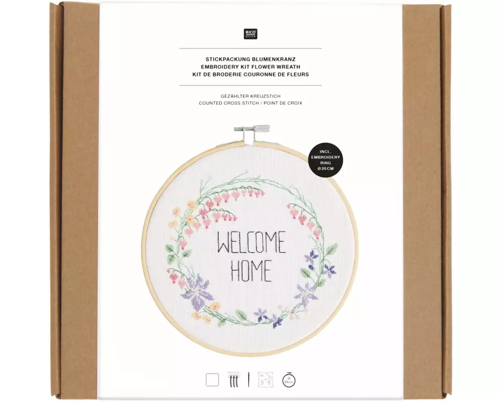 Rico Design Stickset Blumenkranz Ø 20 cm