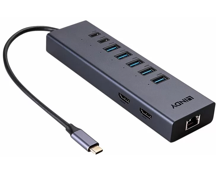 LINDY USB-C Laptop Mini Docking Station, 2x 4K HDMI
