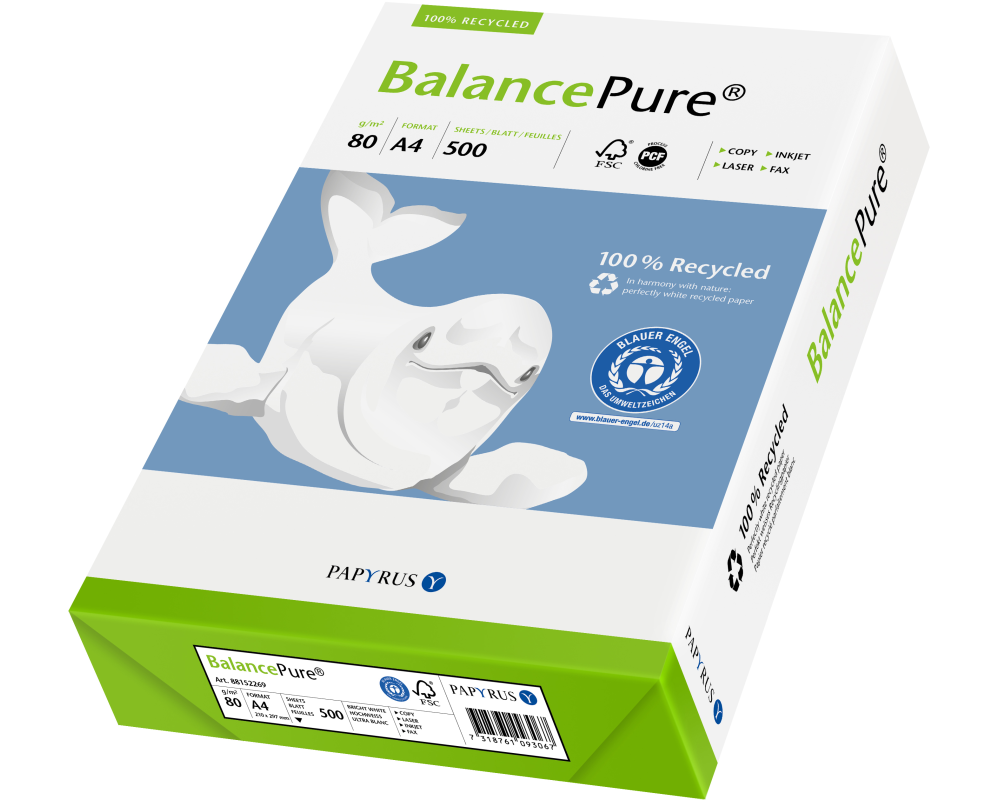 BALANCE PURE Multifunktions-Papier A4 88330215 weiss,Recycling,80g,500 Blatt