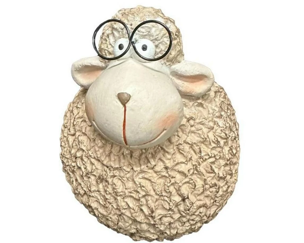 Dameco Schaf mit Brille 12 x 12.5 x 15 cm, Braun