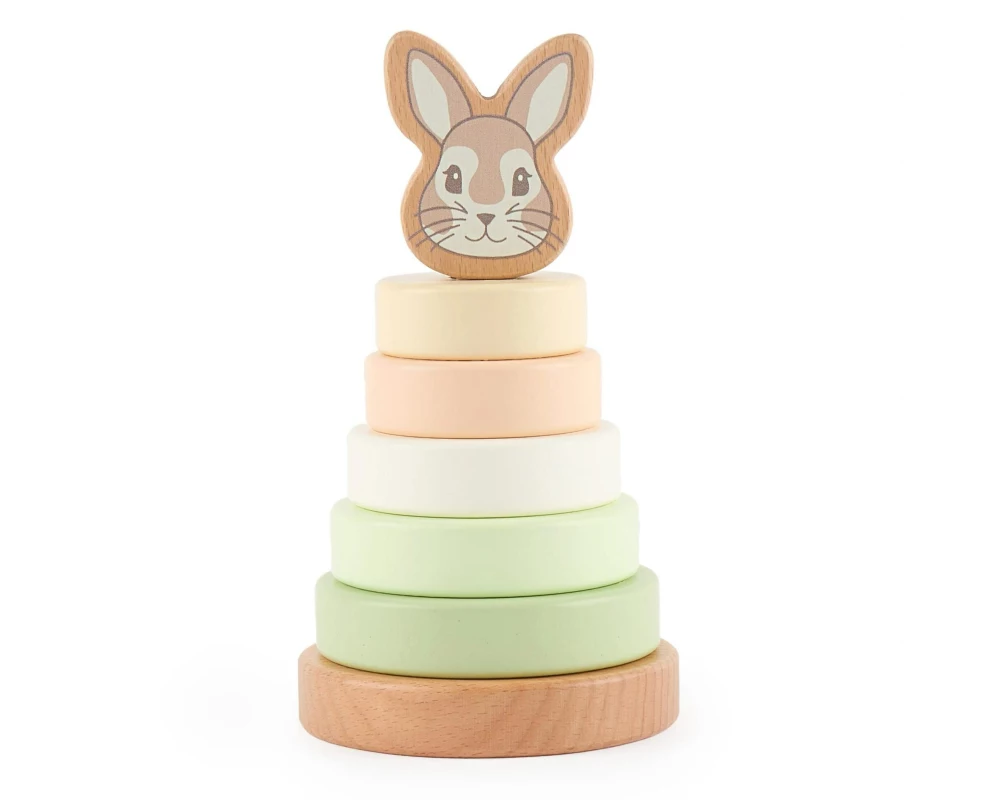 bieco Stapelspielzeug Stapelturm Hase Fine 10 cm x 10 cm x 18.5 cm