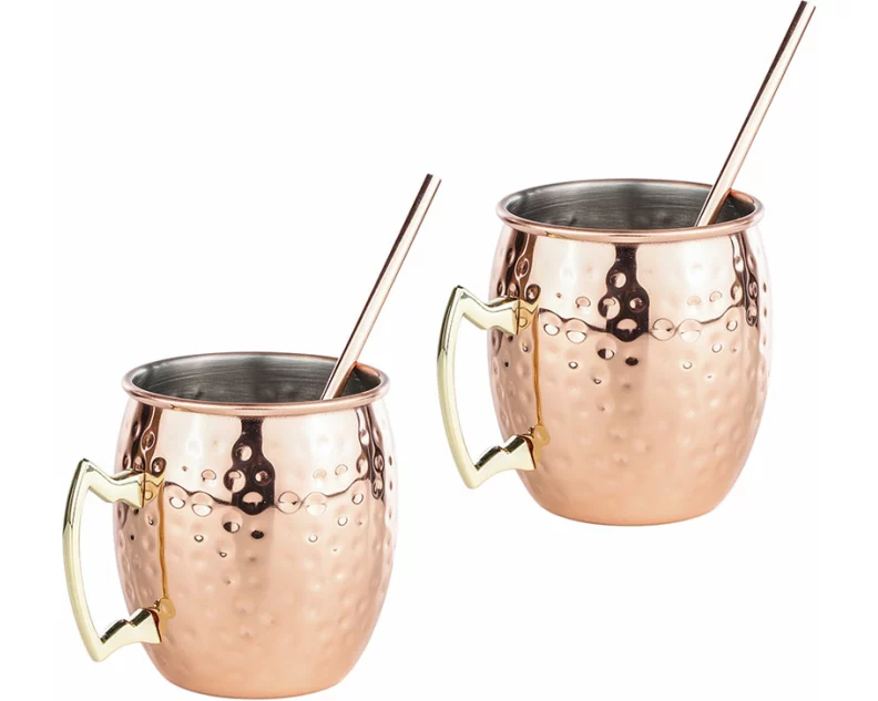 FS-STAR Mule Becher 2er Set inkl. 2 Trinkhalmen