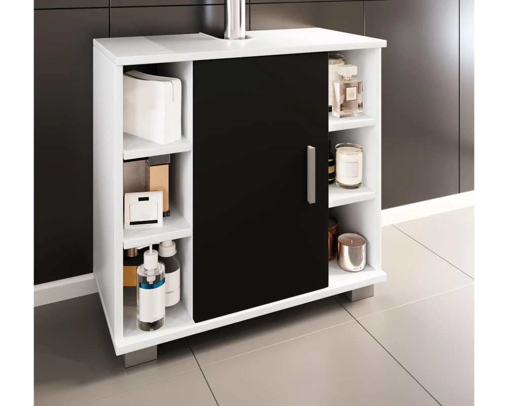 VCM Waschbeckenunterschrank Zalo M 60 x 58 cm, Schwarz/Weiss