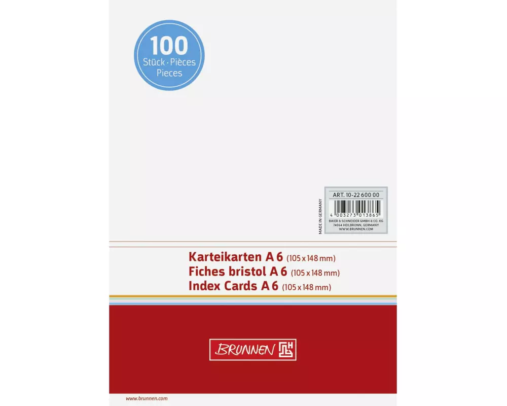 Brunnen Karteikarten A6 Blanko