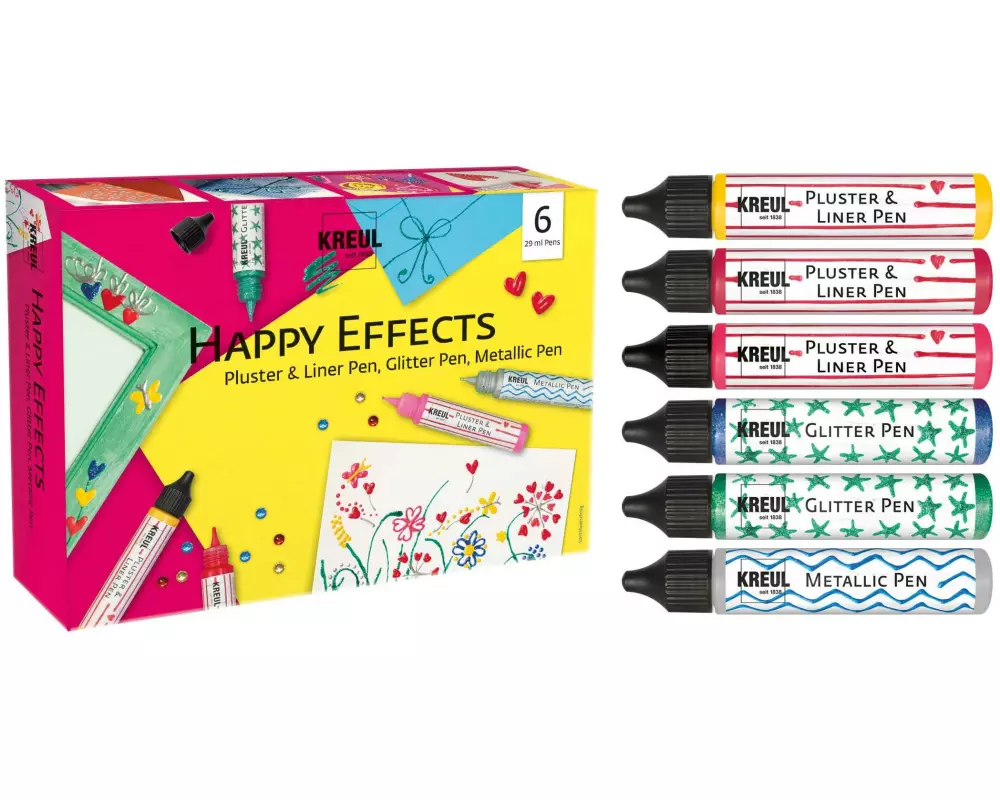 Kreul Leuchtfarbe Pen Liner Set Happy Effects 29 ml x 6 Stück