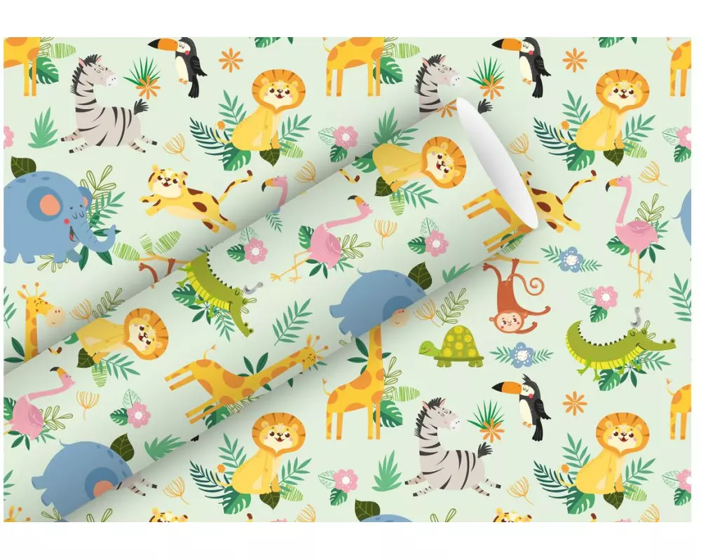 Braun + Company Geschenkpapier Happy Animals, 2 m x 70 cm
