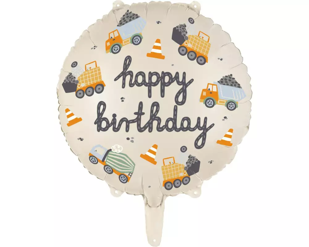 Partydeco Folienballon Baufahrzeuge 45 cm, Mehrfarbig