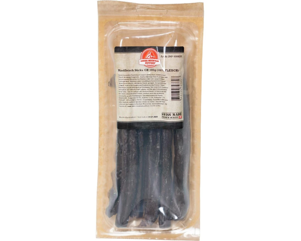 Swiss Mountain Petfood Rindfleisch Sticks CH 100 g