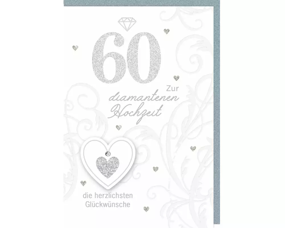 Braun + Company Glückwunschkarte Hochzeitstag 60 11.5 x 17 cm