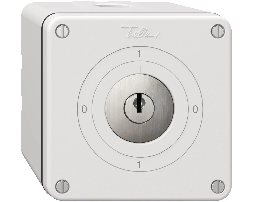 Feller EDIZIOdue Drehschalter NEVO AP mit Sicherheitsschloss, Weiss