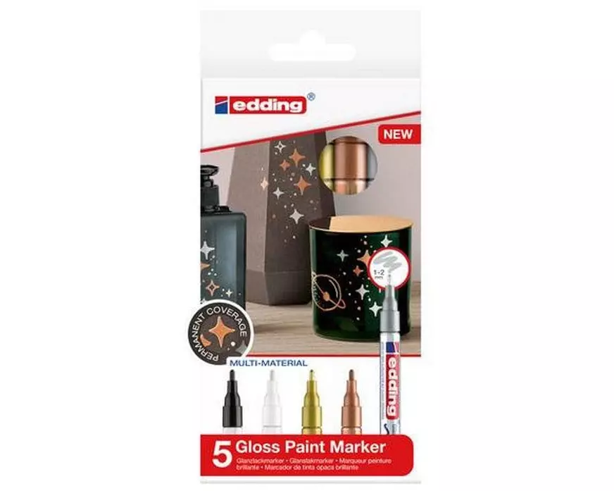 edding Lackmarker 751-CREA E-5 Set Gold/Kupfer/Schwarz/Silber/Weiss