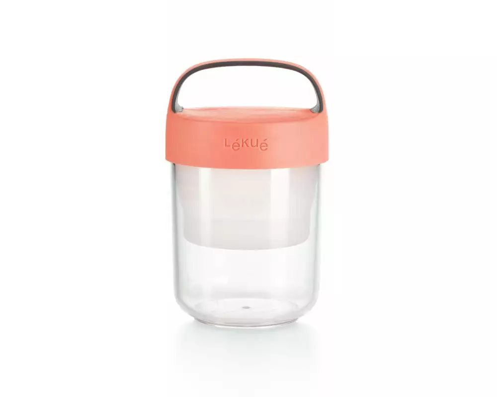 Lékué Smoothiebehälter Glas To Go, 400 ml, Koralle