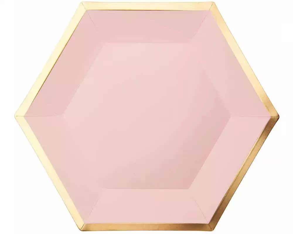 Rico Design Einwegteller Sechseck 27 cm, 10 Stück, Gold/Rosa