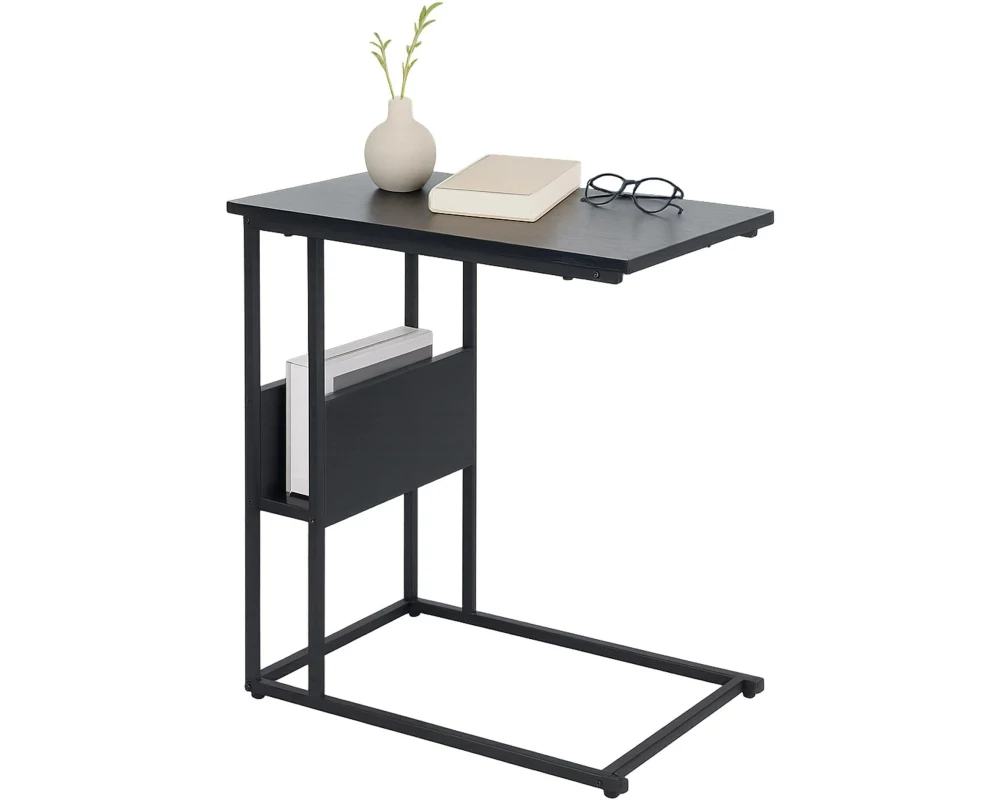 relaxdays Beistelltisch in C-Form 60 x 55 Schwarz