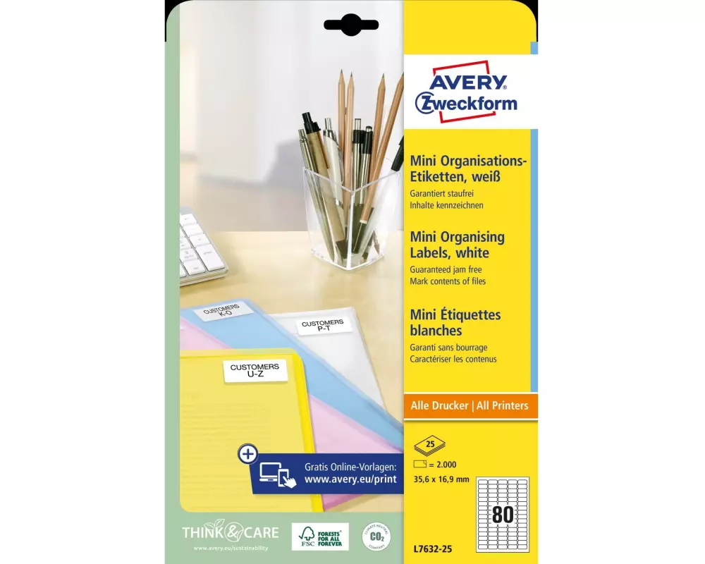Avery Zweckform Mini-Etiketten L7632 - 25 35.6 x 16.9 mm