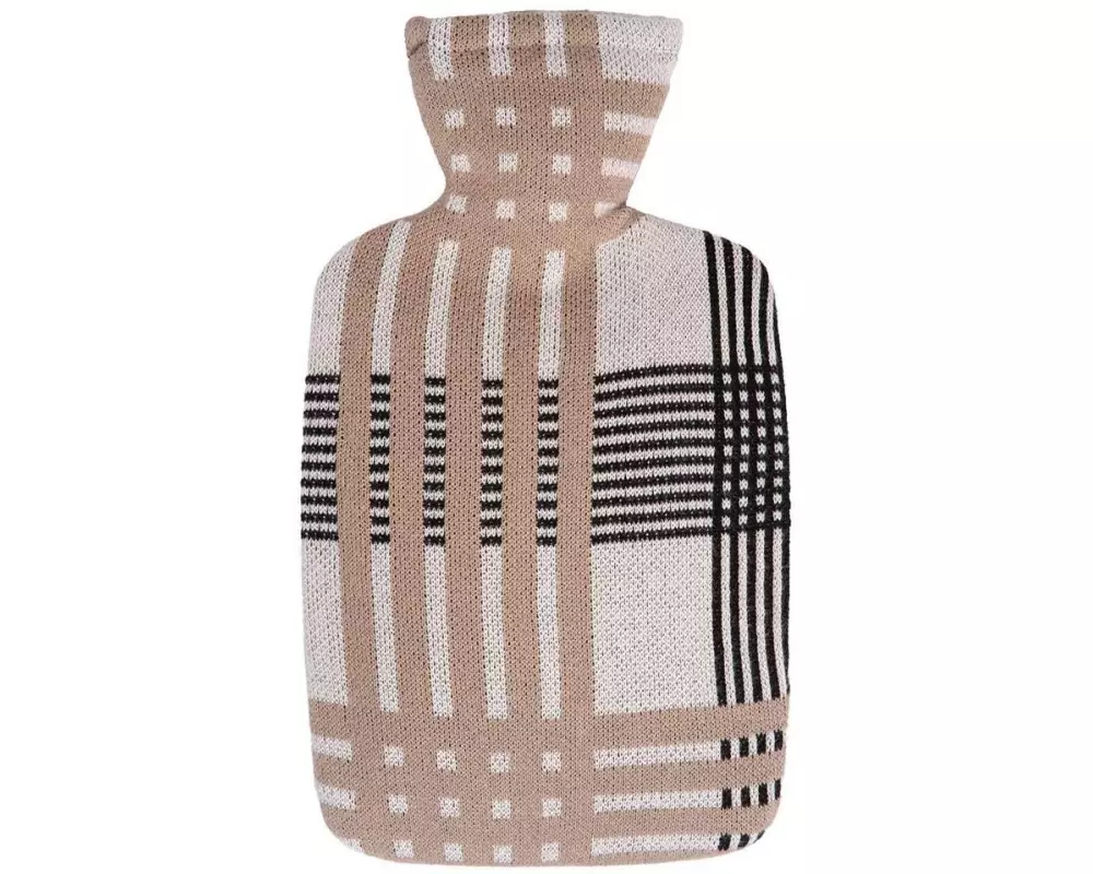 Sänger Bettflasche Strickbezug Bio Karo Beige