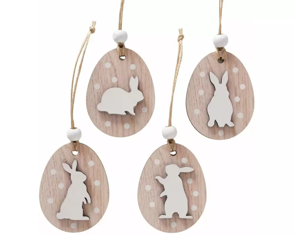 Boltze Aufhänger Hase Mikko 4-teilig, MDF