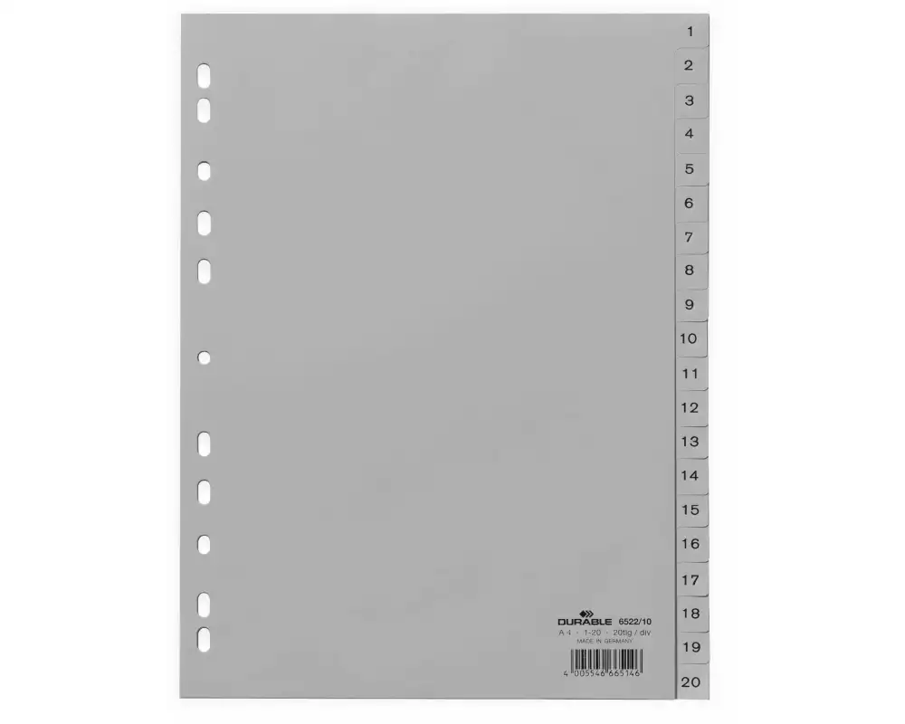 DURABLE Register A4 1-20, Hoch, Grau