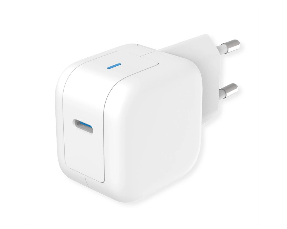 ROLINE USB Charger mit Euro-Stecker, 1 Port Typ-C, GaN, 20W