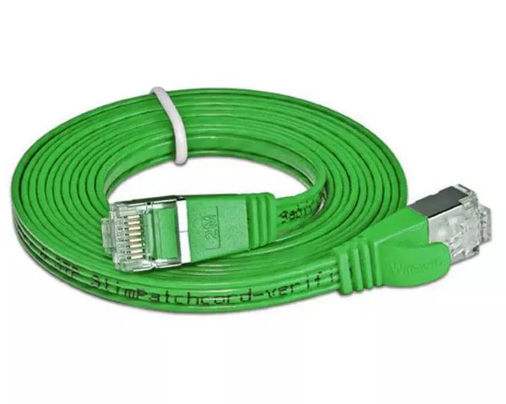 SLIM Slimpatchkabel RJ-45 - RJ-45, Cat 6, STP, 0.1 m, Grün