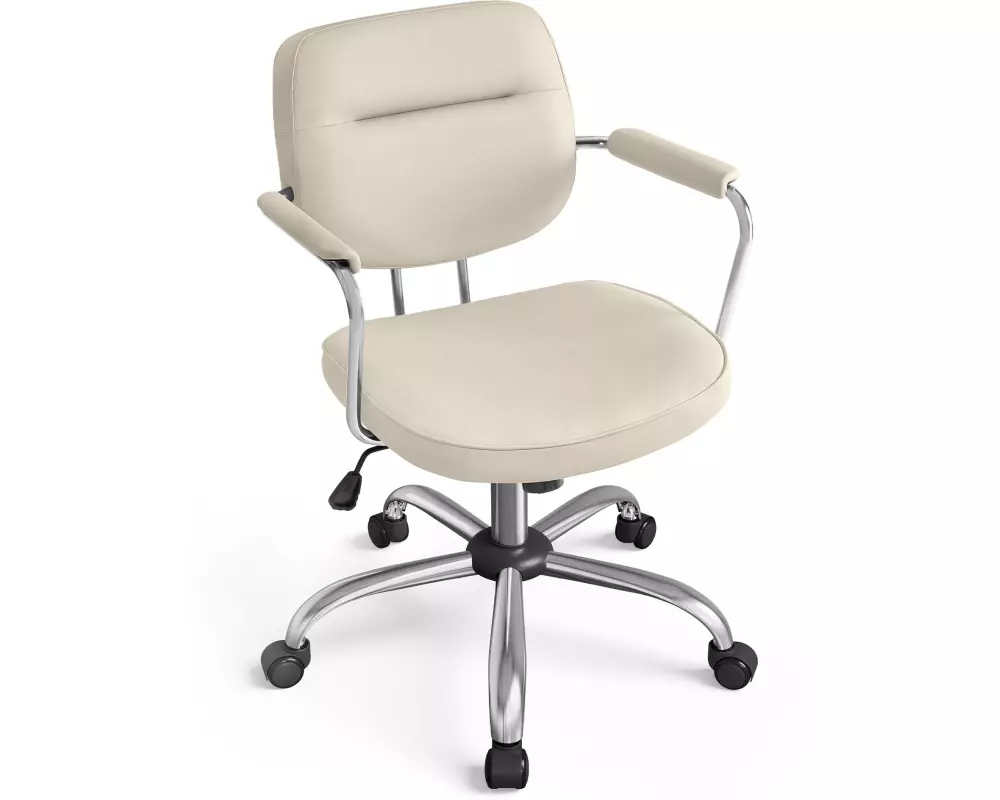 Songmics Bürostuhl mit Polsterrücken und Armlehnen, Beige